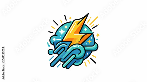 A hand grasps a lightning bolt with stars on a globe