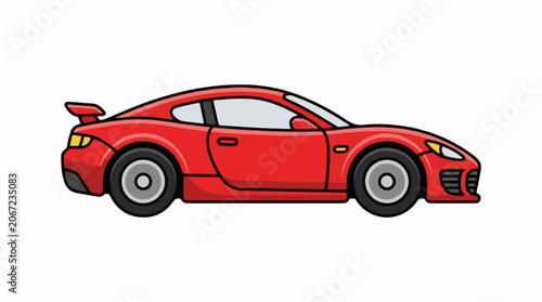A bright red sports car with a sleek design and spoiler