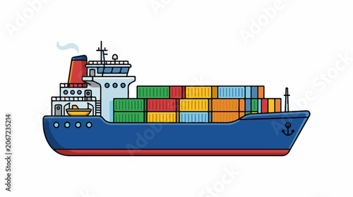 A large blue cargo ship with colorful containers on board (1)