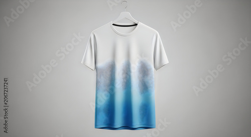 Gradient mesh t-shirt displayed on a hanger against a neutral background