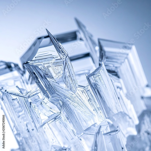 Close-up of crystalline ice formation.
