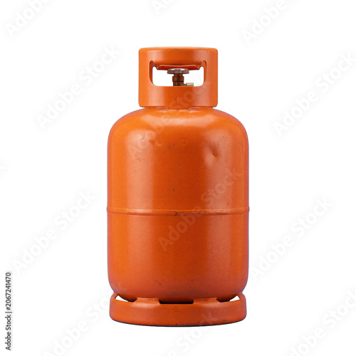 Orange gas cylinder isolated transparent