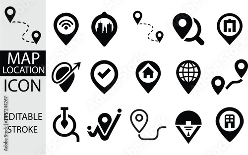 Map Location Icon Elements Collection