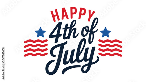 Photos happy 4th of july patriotic typography badge with stars and decorative stripes,