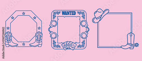 Minimalist Cowboy Border and Frame Graphic Elements