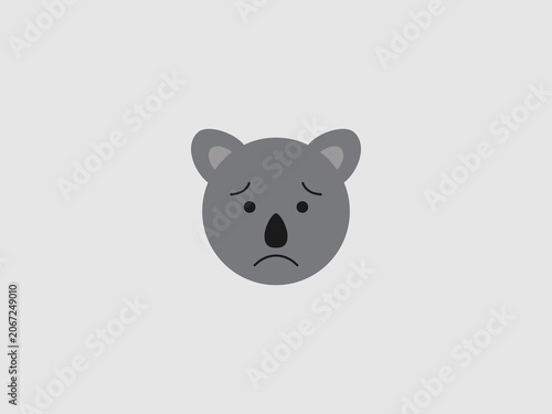 Photography A simple illustration of a grey koala emoji with downturned eyebrows and a frown