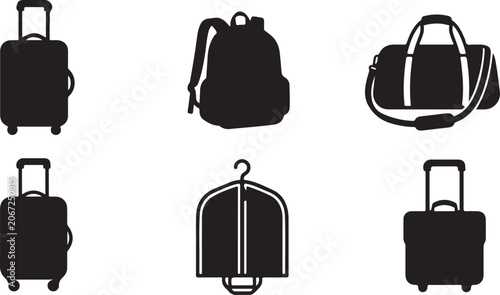 Vászonkép Flat icons of six different types of luggage bags Vector