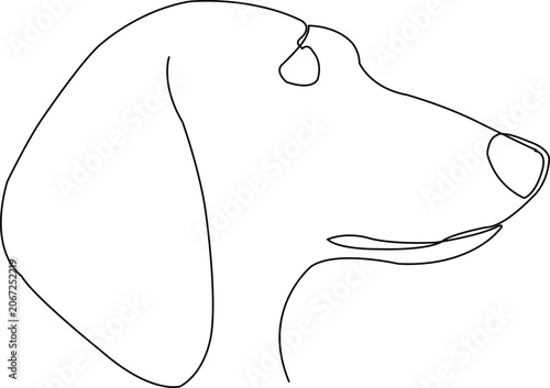 Black outline of a dog head profile on white background vector