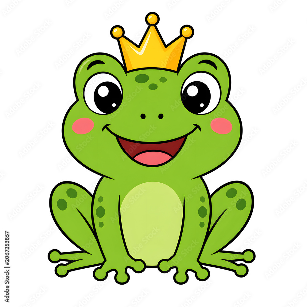 Fototapeta premium Smiling Frog Wearing Golden Crown.