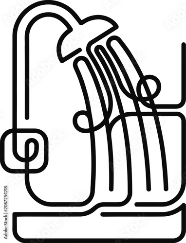 Minimalist continuous line art drawing of a shower icon.