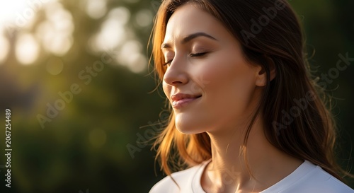Woman with headphones enjoying nature outdoors.