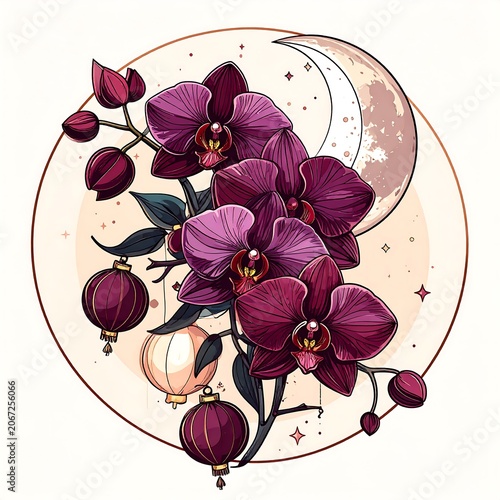 Close up of fresh purple grapes on vine.