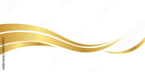 Gold border swooshes wave element with metal gradient
