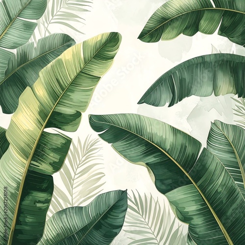 Close up of green and white striped plant leaves.