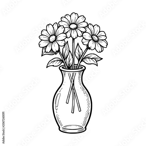 illustration of flower in vase.