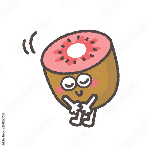 	お辞儀をするかわいいレッドキウイのキャラクター