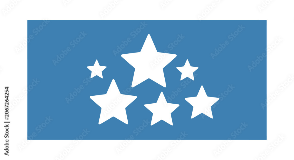 Obraz premium Blue stars, vector icons set of white star shapes, celestial symbols for design isolated on White Background USA, Editable EPS
