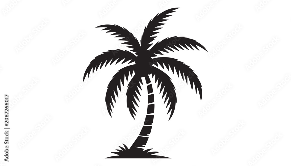 Obraz premium black and white silhouette of palm tree very high quality vector illustration.