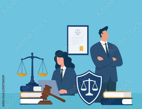 Cuadro en lienzo Legal Services and Justice Concept Illustration, Law and Justice, Attorney and L