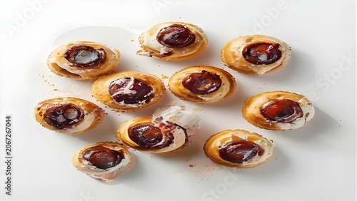 Top view of delicious bite-sized puff pastries with berry jam center perfect for catering events and sweet breakfast table