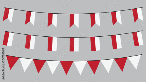 Schilderij op canvas Festive bunting indonesia flag decoration set perfect for celebrations, parties, festivals, and event designs