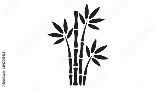 Canvas Print black and white silhouette set of Bamboo tree very high quality vector illustration