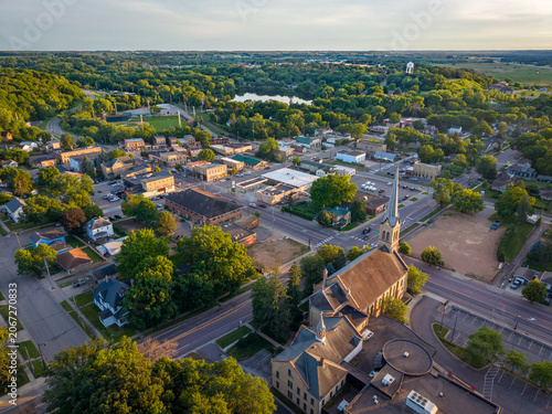Aerial View of the Mini Met Baseball Stadium in Jordan Minnesota at Sunset