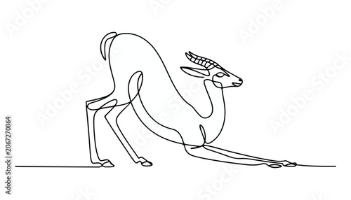Fotografia One continuous line illustration of an Thomson's gazelle animal , isolated on white background