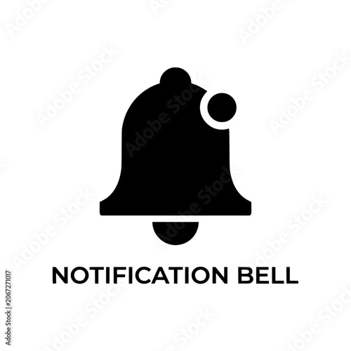 Minimalist notification bell badge symbol isolated on white background