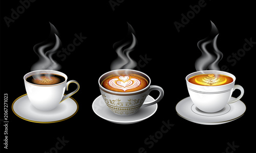 Hot coffee cups with artistic designs