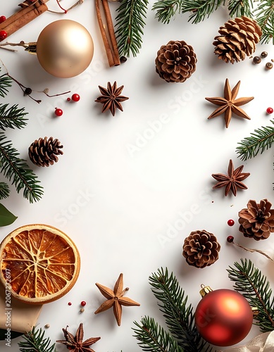 Christmas decorations with pine branches.