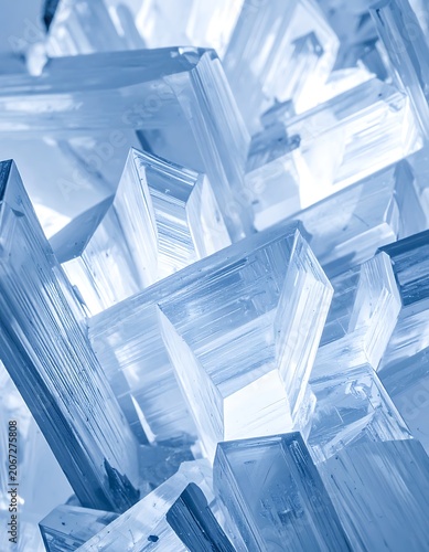 Closeup of transparent crystal structures.