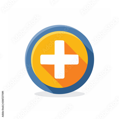 Medical cross icon in flat design