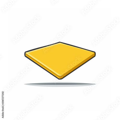 Yellow diamond shape icon on transparent background