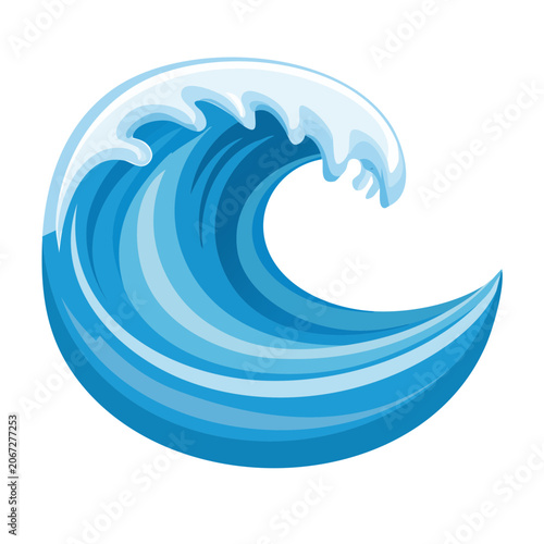 Blue Ocean Wave Illustration on Transparent Background
