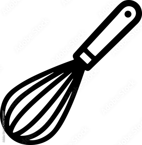 Foto Minimalist whisk icon, simple kitchen utensil for baking and cooking, isolated o
