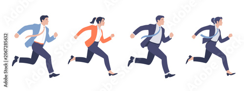 Business people running in suits corporate race to success concept