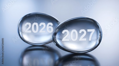 Shiny glass stones with 2026 and 2027 dates