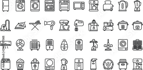 Schilderij op canvas Kitchen Appliances and Design Icons for Green Screen and Chroma Key