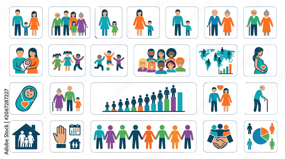 Fototapeta premium Illustrations of of People,Business Culture, Animals,Travel ,Travel and Technology in Various Emotions