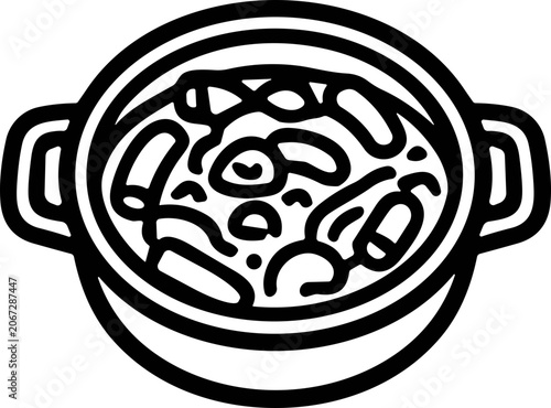Quadro su tela Hearty Stew Bowl Line Art Icon - Comfort Food Illustration