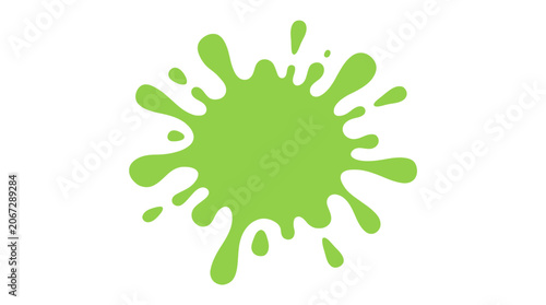 Cuadro en lienzo Green paint splatter, lime splash, vector graphic, abstract element isolated on