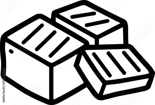 Foto Hand-drawn Illustration of Grilled Tofu Cubes Stacked - Minimalist Food Icon