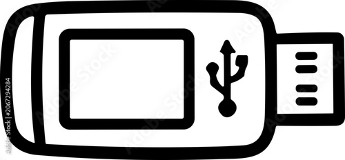 Fotografie Pen Drive Icon - USB Flash Drive Symbol, Data Storage, Digital Technology