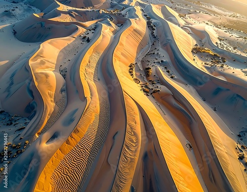 Aerial view of sand dunes with wavy patterns (2)