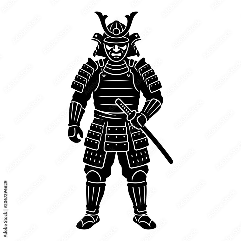 Obraz premium Samurai Warrior Full Armor Symbol