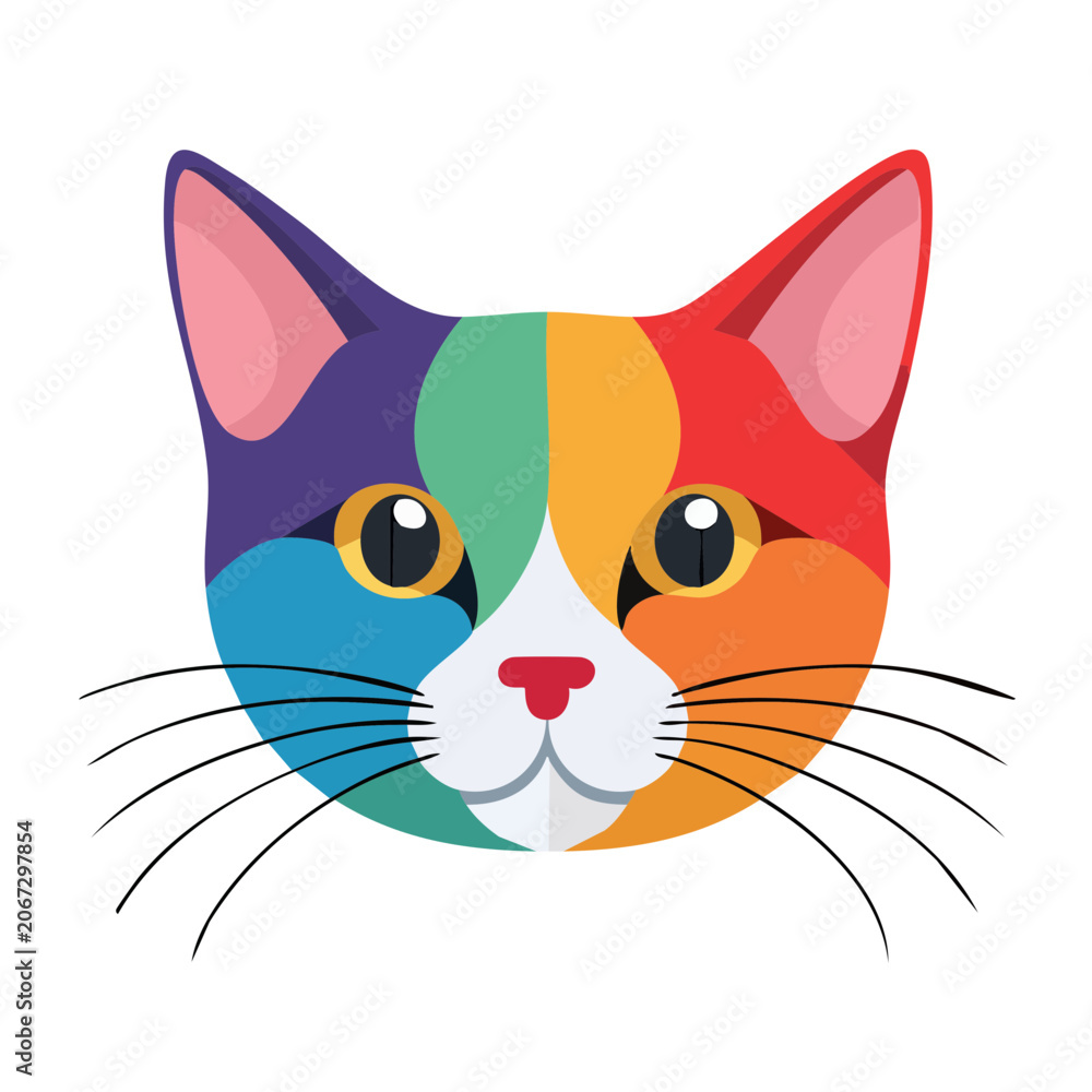 Fototapeta premium Colorful cat face illustration