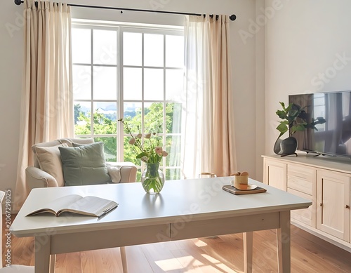 Cozy living room with furniture.