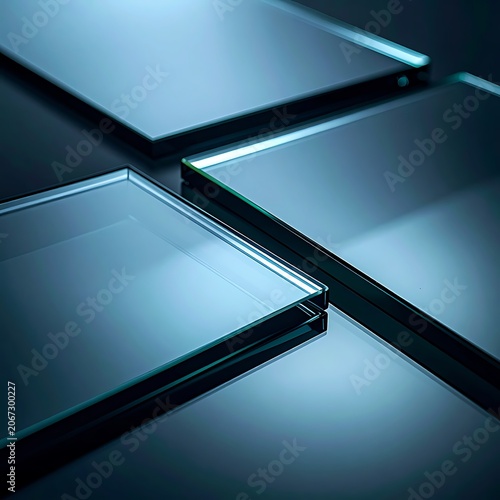 Glass panels with reflective surface.