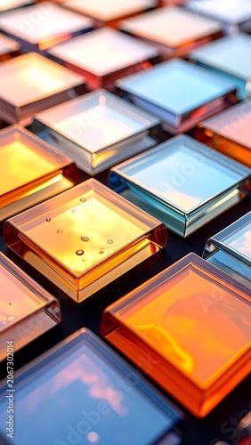 Colorful glass tiles mosaic pattern closeup.